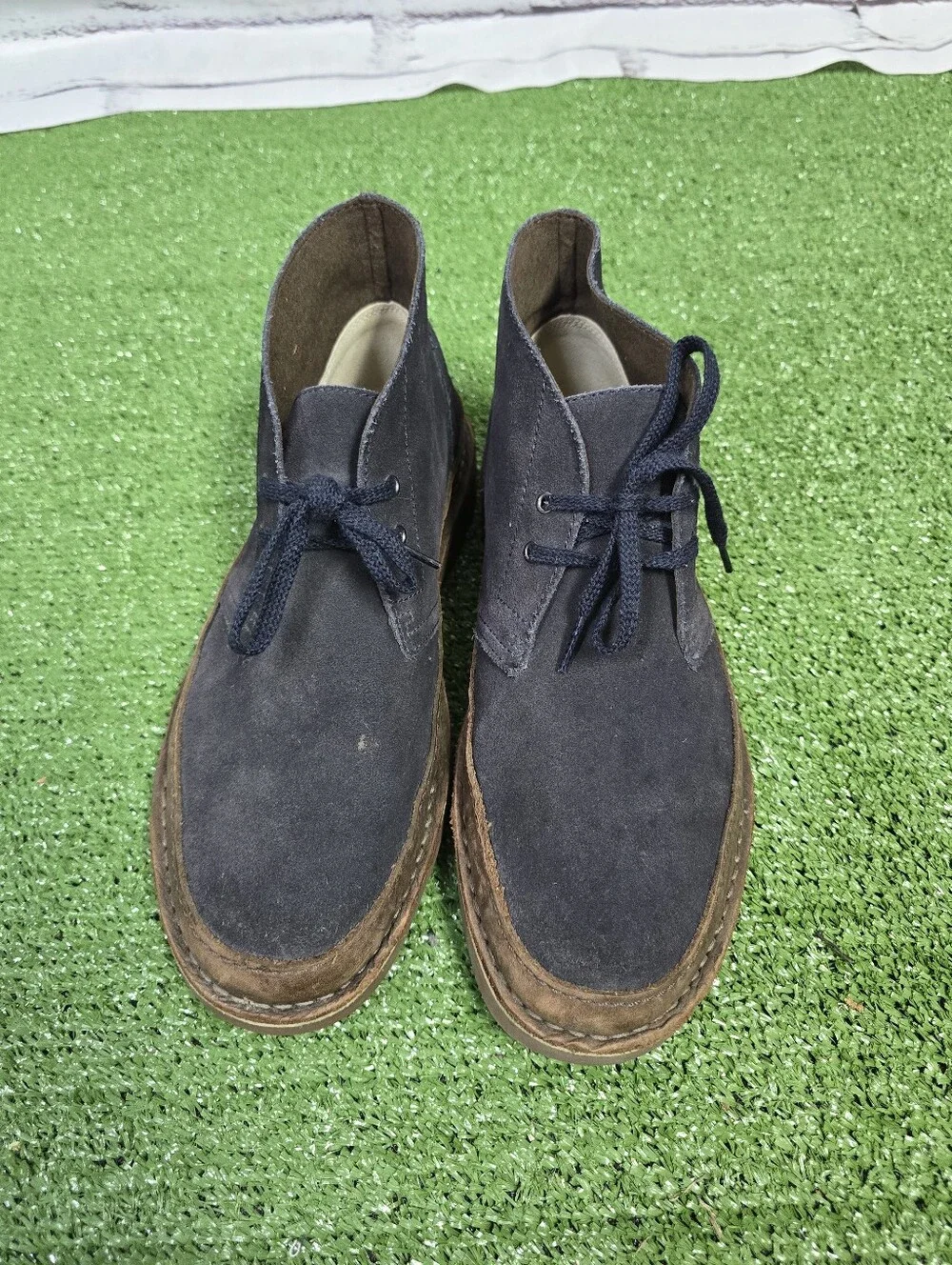 Clarks Bushacre Rand Genuine Leather Suede Chukka Boots Dark Navy Mens Size 9.5